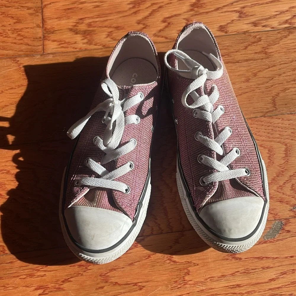 Converse girls Pink and White Glitter Sneakers Sz 3